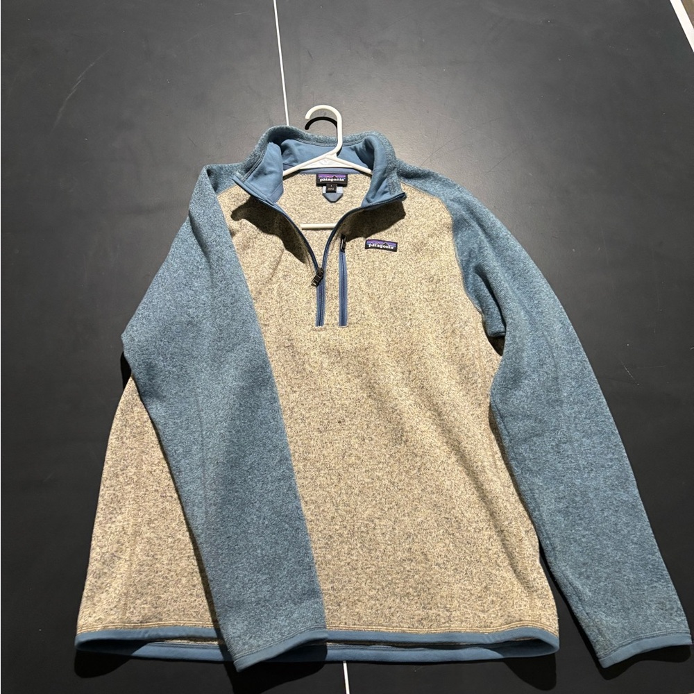 Patagonia Men's Zip-Up Sweater in Blue and Cream